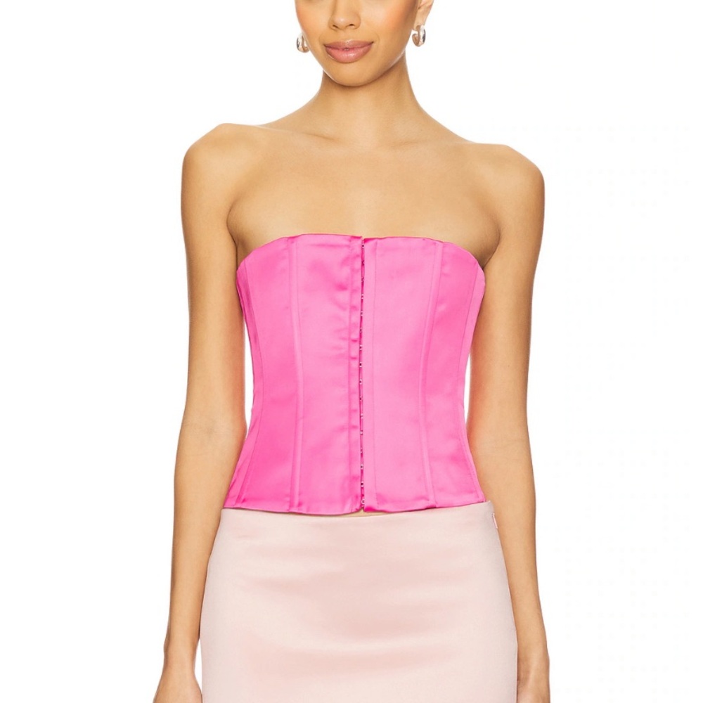 Satin Corset Top in True Pink GUIZIO Sz S
